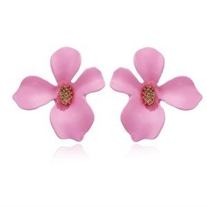 Pink Flower Earrings Boho